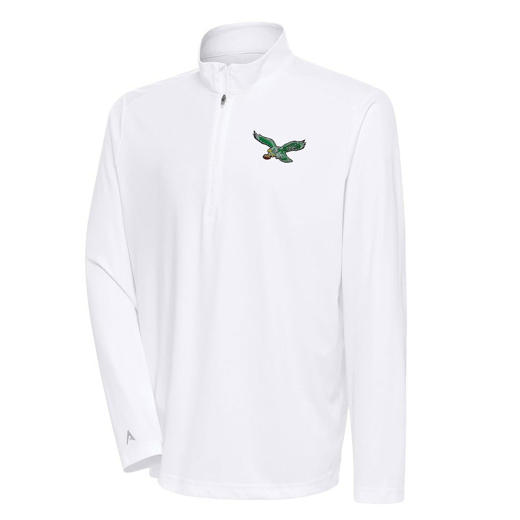 Philadelphia Eagles Antigua Team Logo Throwback Tribute Quarter-Zip Pullover Top - White online