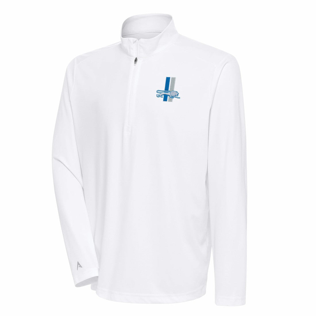 Detroit Lions Antigua Team Logo Throwback Tribute Quarter-Zip Pullover Top - White for sale