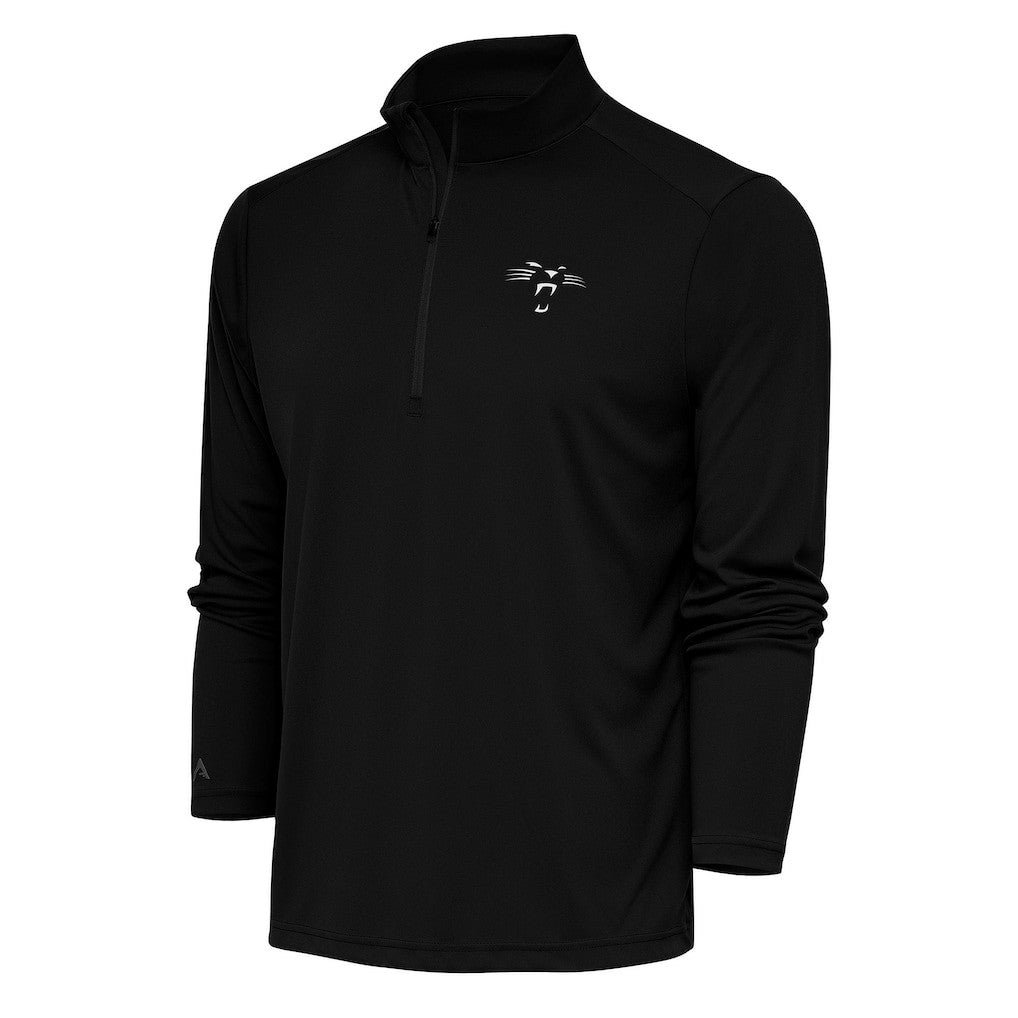 Carolina Panthers Antigua Team Logo Throwback Tribute Quarter-Zip Pullover Top - Black for sale
