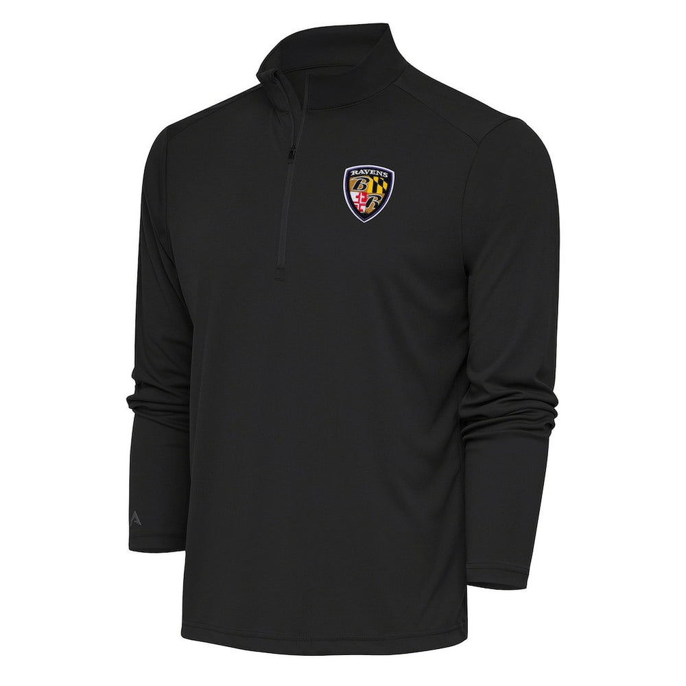 Baltimore Ravens Antigua Team Logo Throwback Tribute Quarter-Zip Pullover Top - Charcoal sale