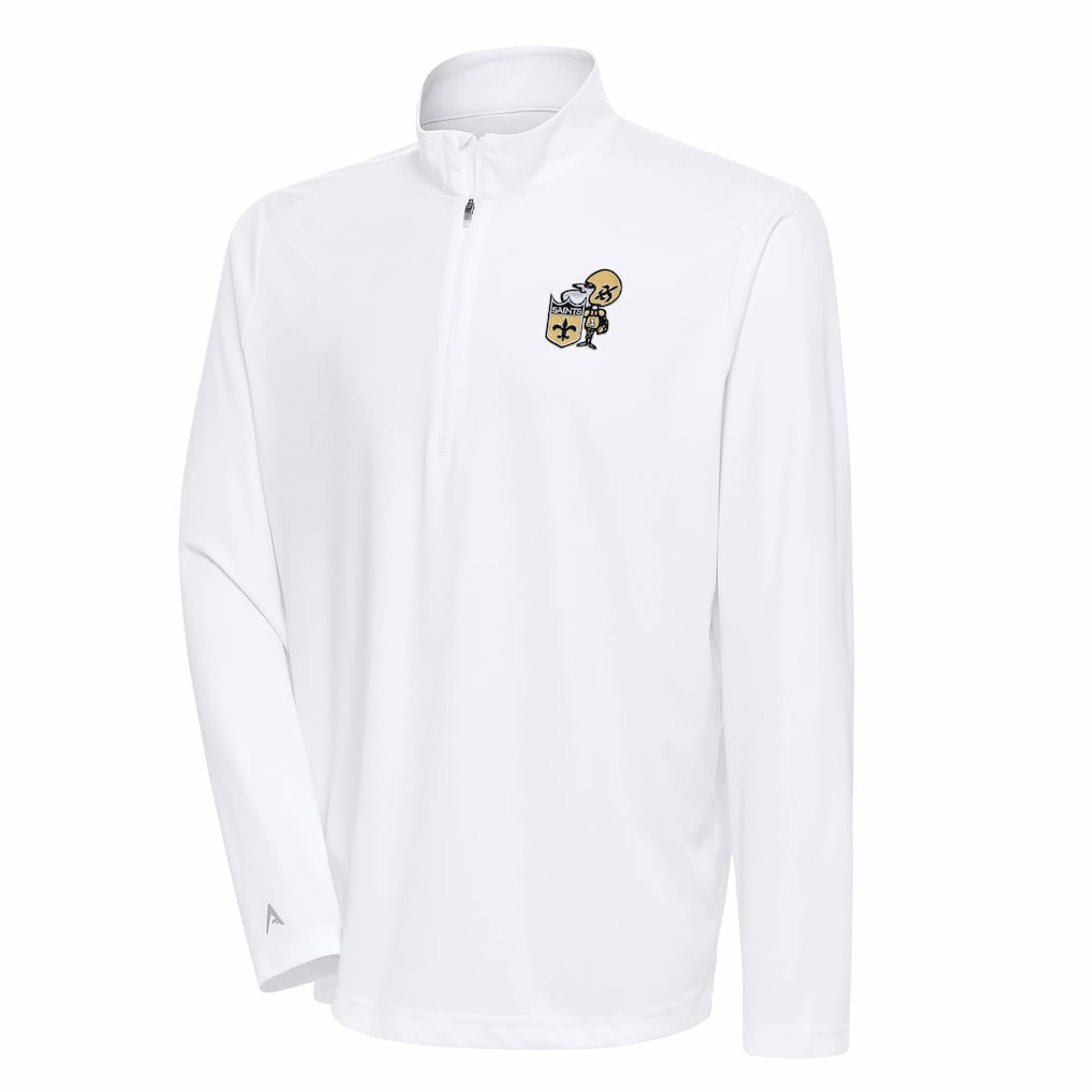 New Orleans Saints Antigua Team Logo Throwback Tribute Quarter-Zip Pullover Top - White cheap
