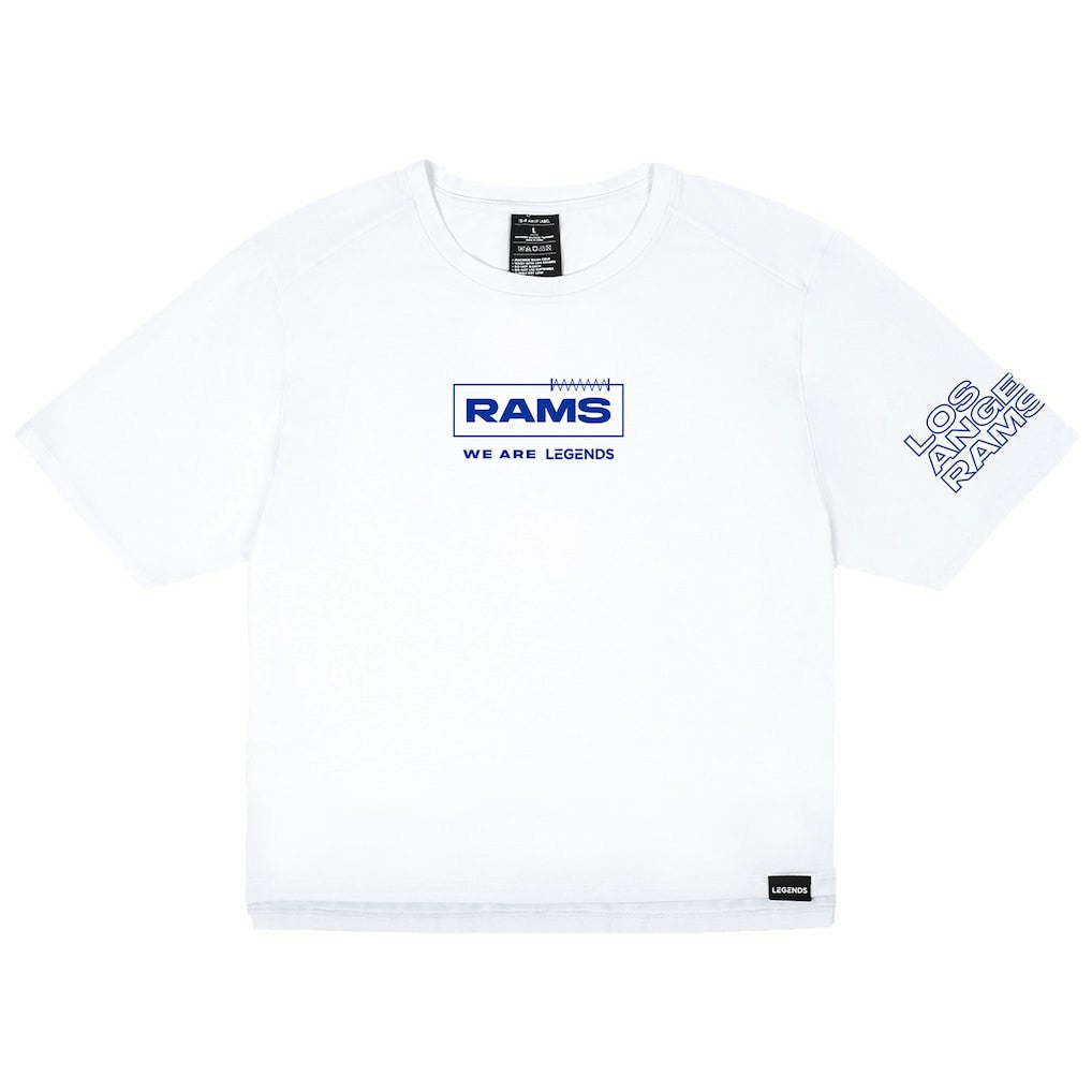 Los Angeles Rams LEGENDS Women's Aviation Crop T-Shirt - White outlet