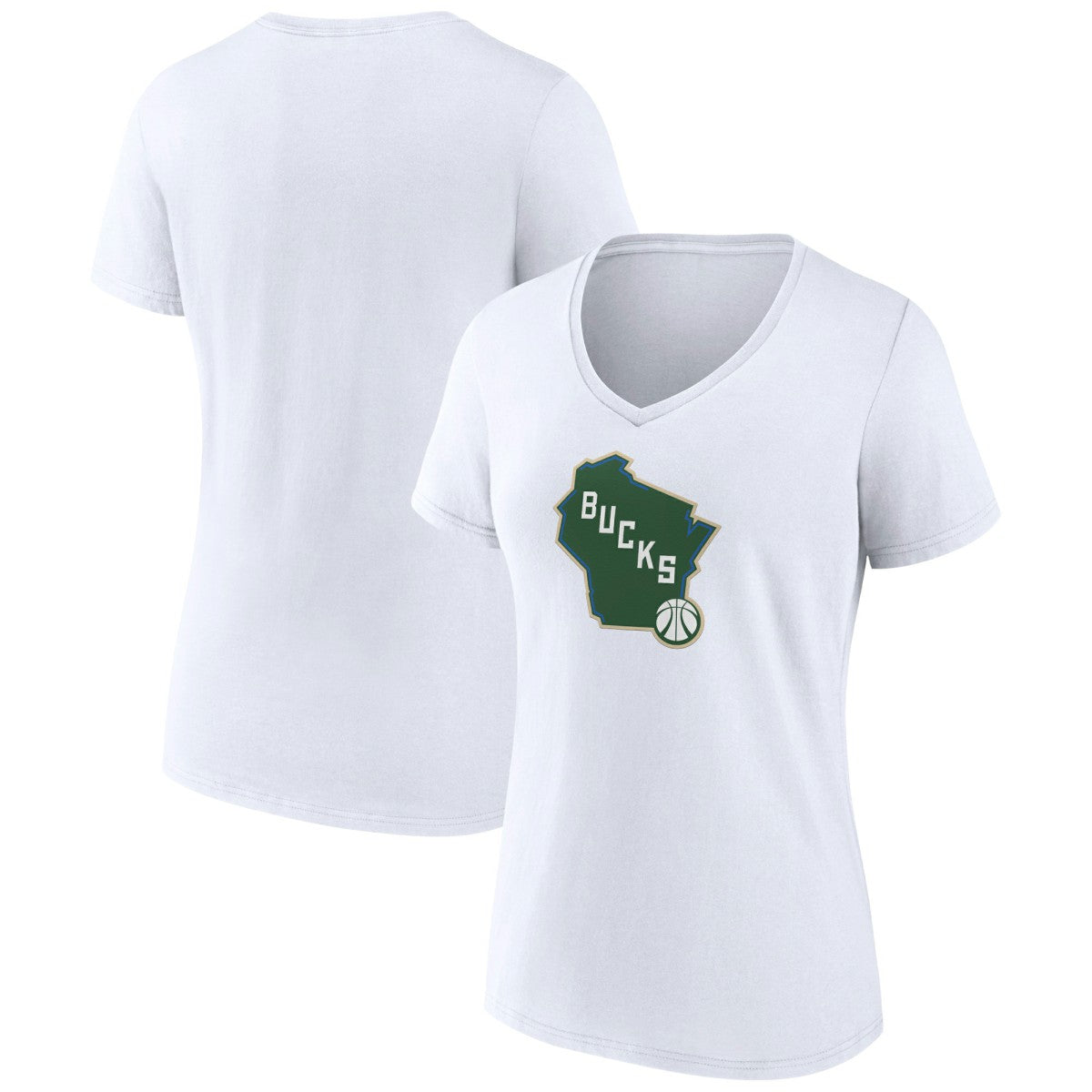Milwaukee Bucks Women's Alternate Logo V-Neck T-Shirt - White shop