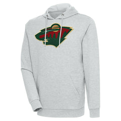 Minnesota Wild Antigua Logo Action Chenille Pullover Hoodie - Heather Gray Hoodies