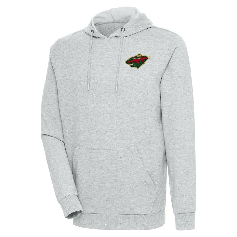 Minnesota Wild Antigua Action Chenille Pullover Hoodie - Heather Gray Hoodies
