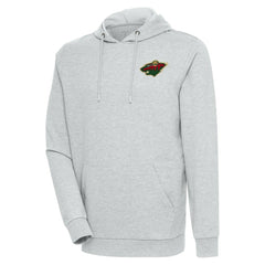 Minnesota Wild Antigua Action Chenille Pullover Hoodie - Heather Gray Hoodies