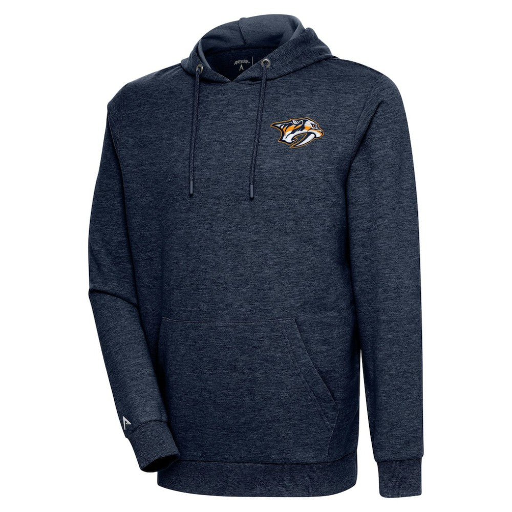 Nashville Predators Antigua Action Chenille Pullover Hoodie - Heather Navy Hoodies