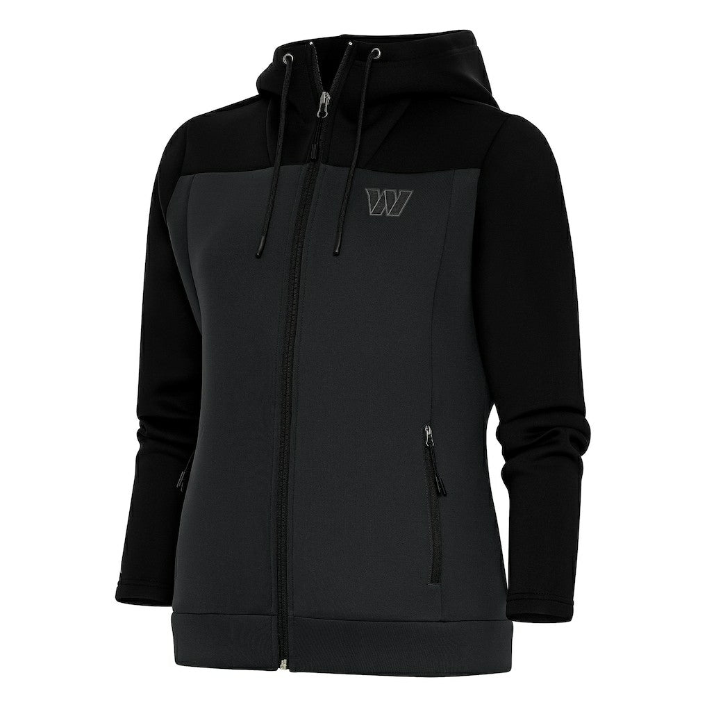 Washington Commanders Antigua Women's Tonal Logo Protect Full-Zip Hoodie Jacket - Black/Charcoal on sale