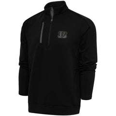 Cincinnati Bengals Antigua Tonal Logo Generation Quarter-Zip Pullover Top - Black for sale