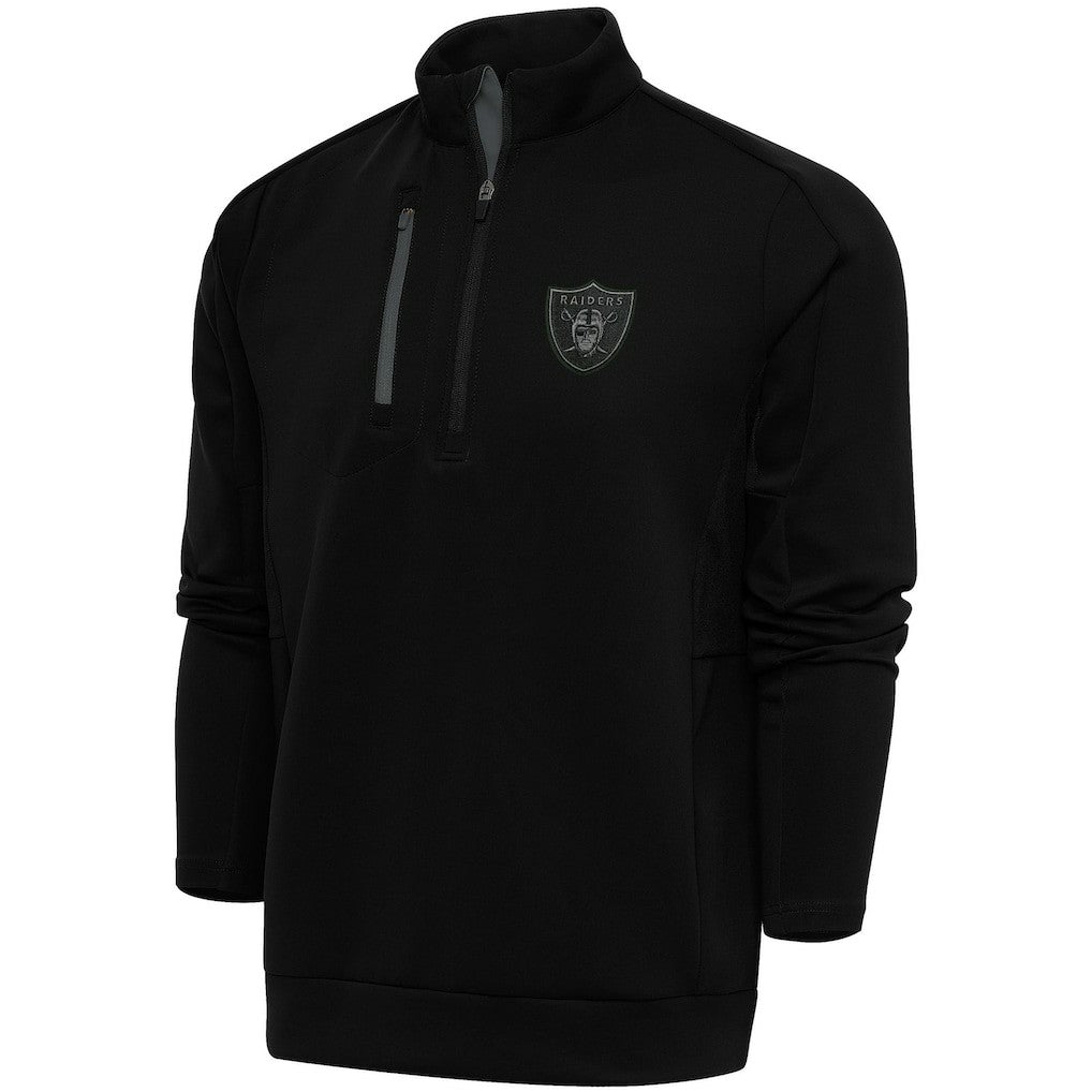 Las Vegas Raiders Antigua Tonal Logo Generation Quarter-Zip Pullover Top - Black discount
