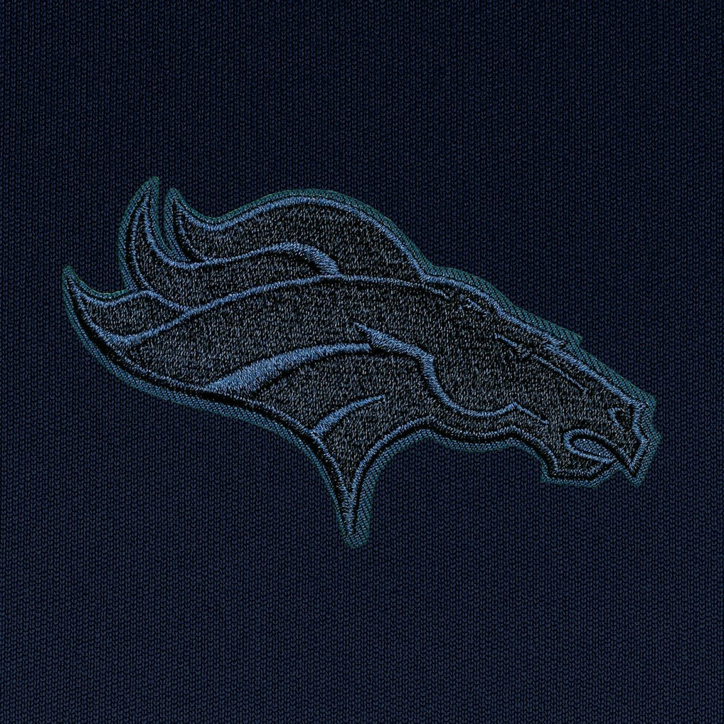 Denver Broncos Antigua Tonal Logo Tribute Quarter-Zip Pullover Top - Navy on sale