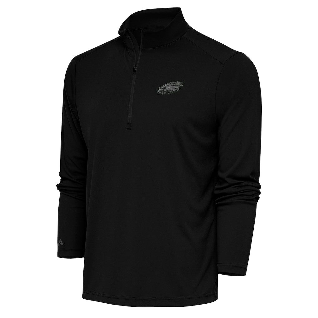 Philadelphia Eagles Antigua Tonal Logo Tribute Quarter-Zip Pullover Top - Black cheap