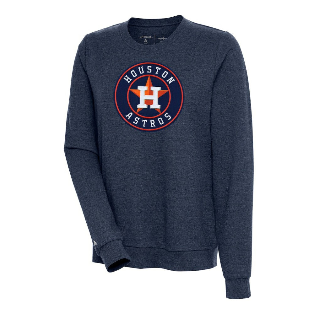 Houston Astros Antigua Women's Action Crewneck Pullover Sweatshirt Heather Navy
