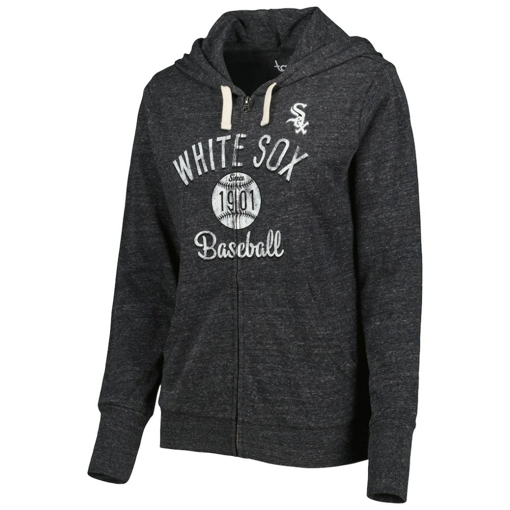 Chicago White Sox Touch Women's Training Camp Tri-Blend Lightweight Full-Zip Hoodie Black