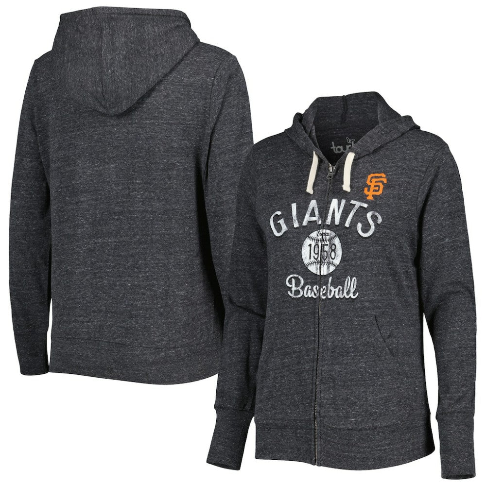 San Francisco Giants Touch Women's Training Camp Tri-Blend Lightweight Full-Zip Hoodie Black