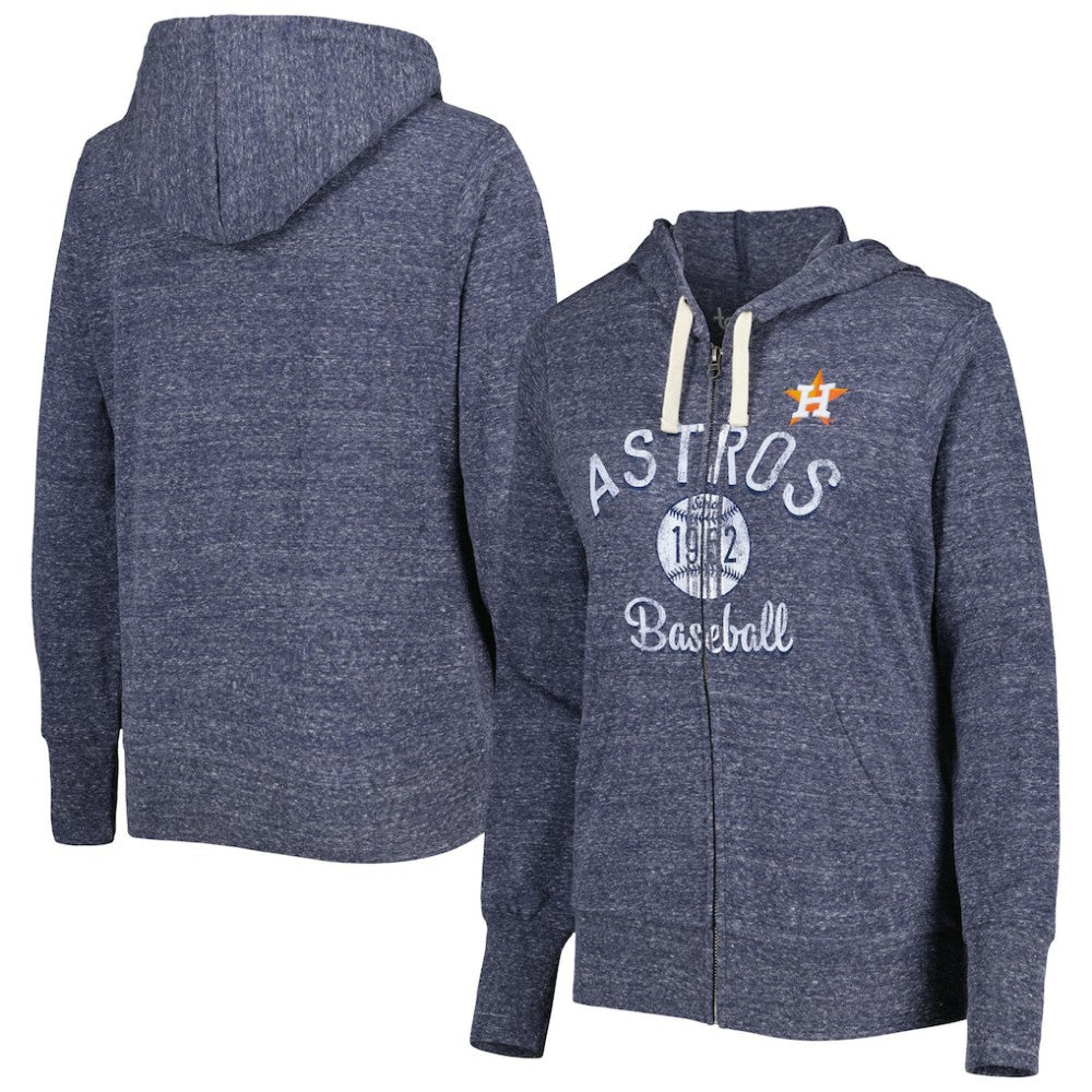 Houston Astros Touch Women's Training Camp Tri-Blend Lightweight Full-Zip Hoodie Heather Navy