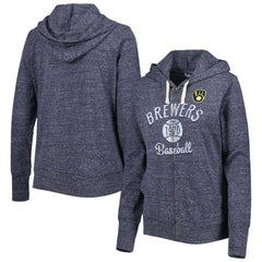 Milwaukee Brewers Touch Women's Training Camp Tri-Blend Lightweight Full-Zip Hoodie Navy