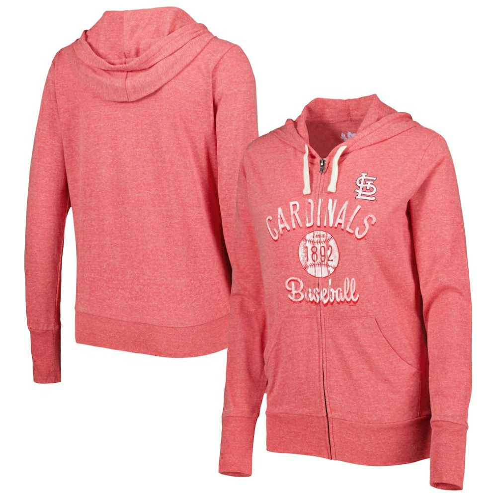 St. Louis Cardinals Touch Women's Training Camp Tri-Blend Lightweight Full-Zip Hoodie Red
