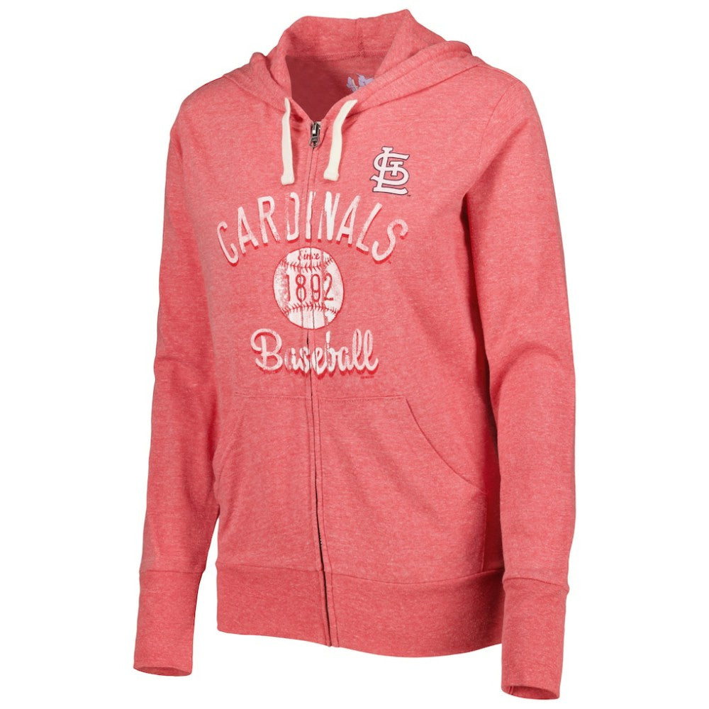 St. Louis Cardinals Touch Women's Training Camp Tri-Blend Lightweight Full-Zip Hoodie Red