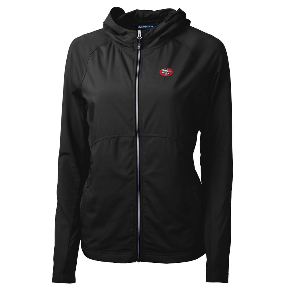 San Francisco 49ers Cutter & Buck Women's Throwback Logo Adapt Eco Knit Hybrid Recycled Full-Zip Hoodie - Black for sale
