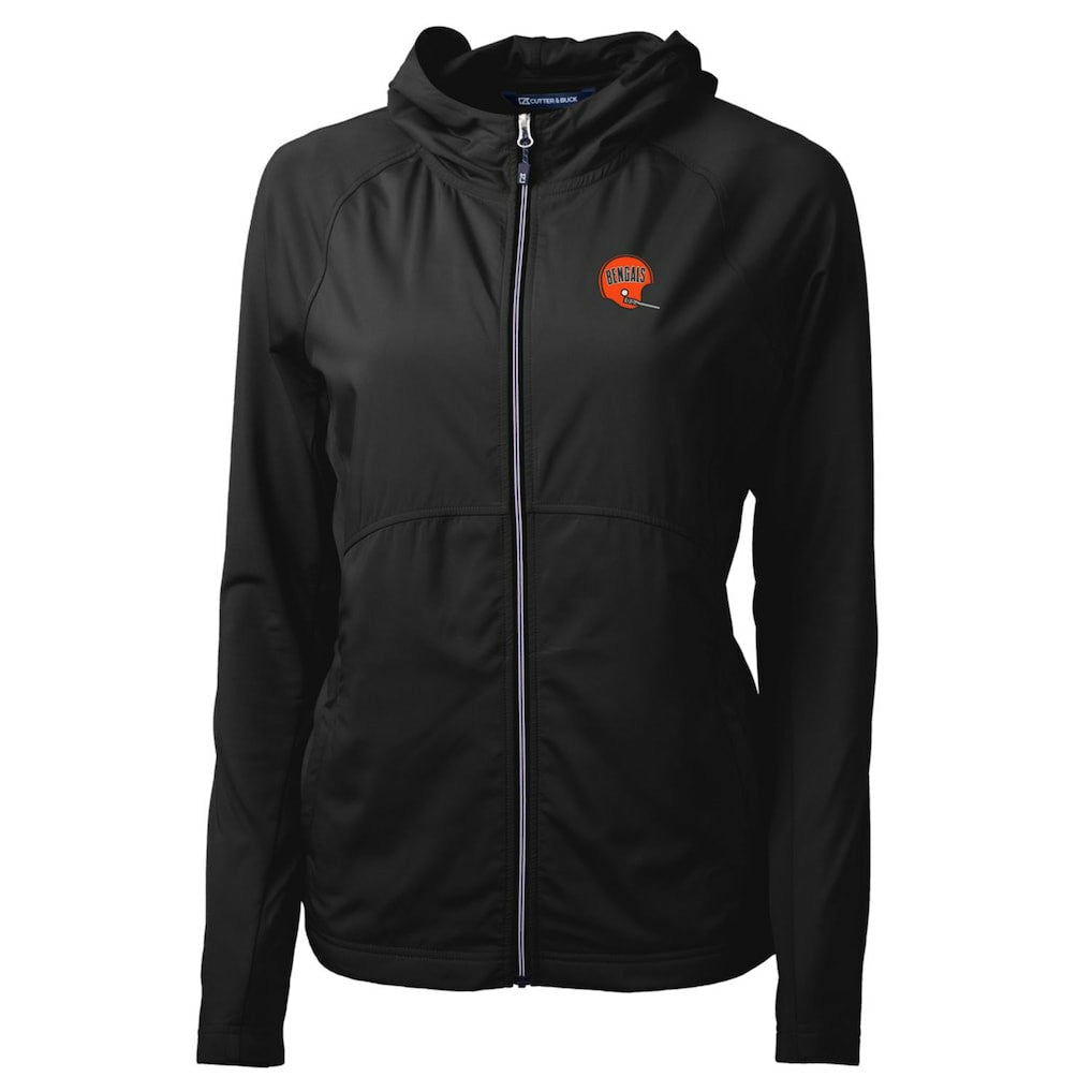 Cincinnati Bengals Cutter & Buck Women's Throwback Logo Adapt Eco Knit Hybrid Recycled Full-Zip Hoodie - Black cheap