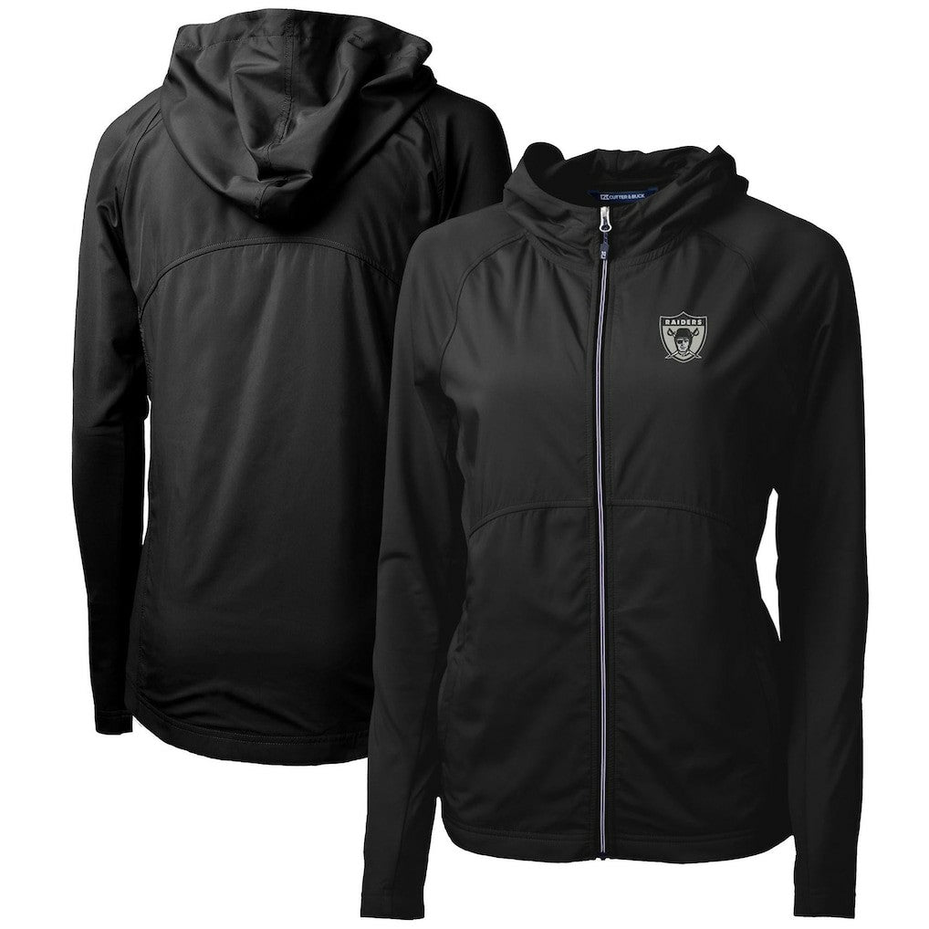 Las Vegas Raiders Cutter & Buck Women's Throwback Logo Adapt Eco Knit Hybrid Recycled Full-Zip Hoodie - Black discount
