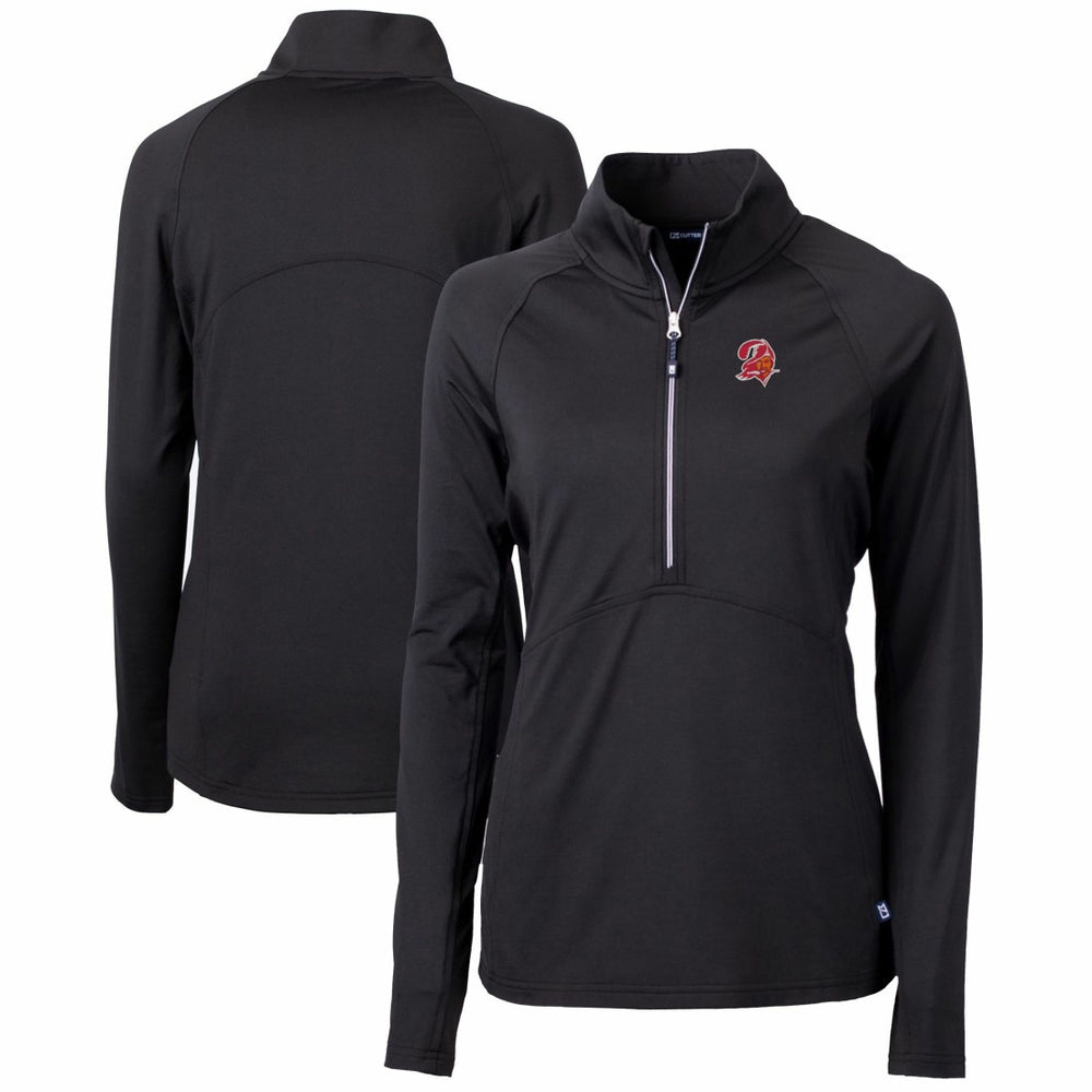Tampa Bay Buccaneers Cutter & Buck Women's Throwback Logo Adapt Eco Knit Stretch Recycled Half-Zip Pullover Top - Black on sale