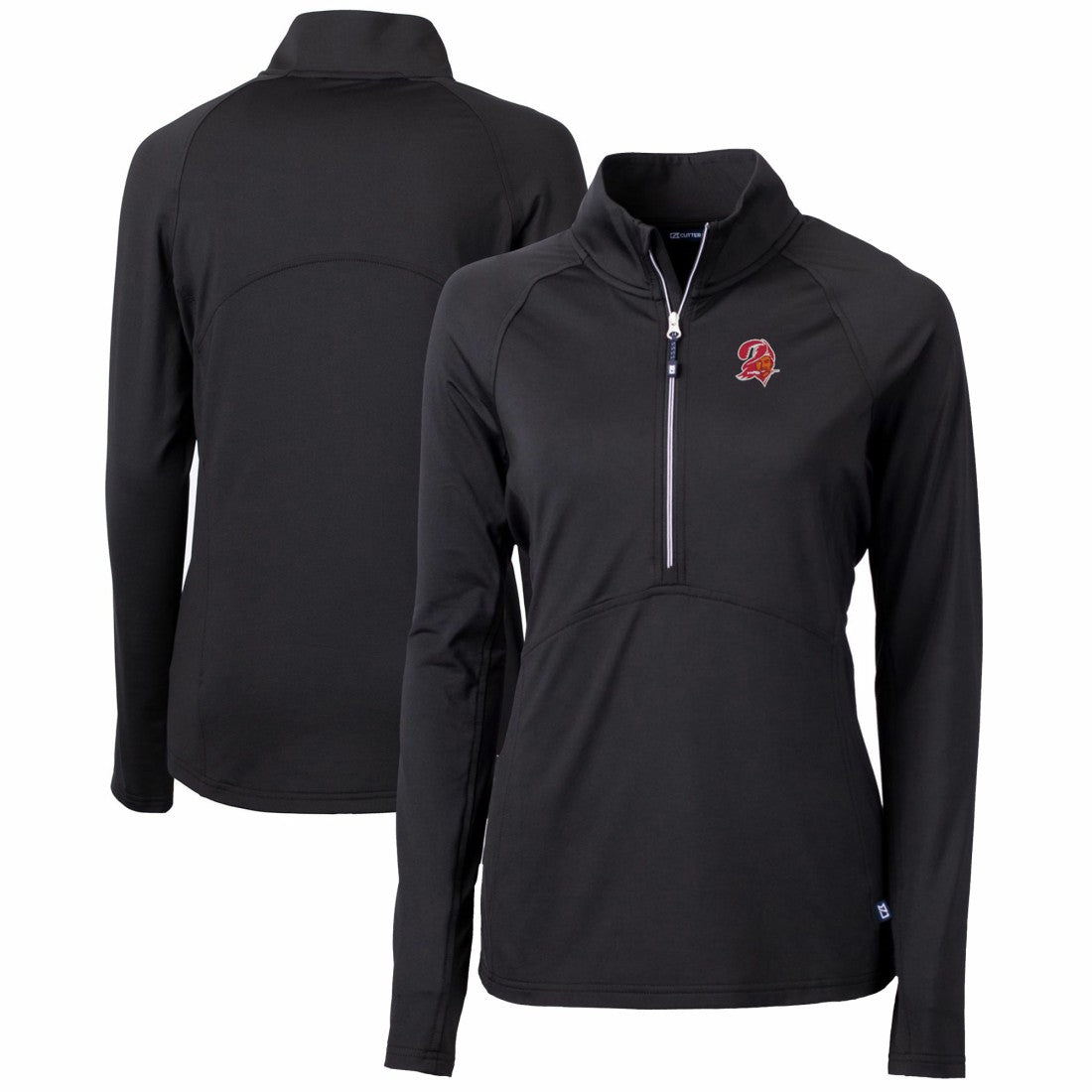 Tampa Bay Buccaneers Cutter & Buck Women's Throwback Logo Adapt Eco Knit Stretch Recycled Half-Zip Pullover Top - Black on sale