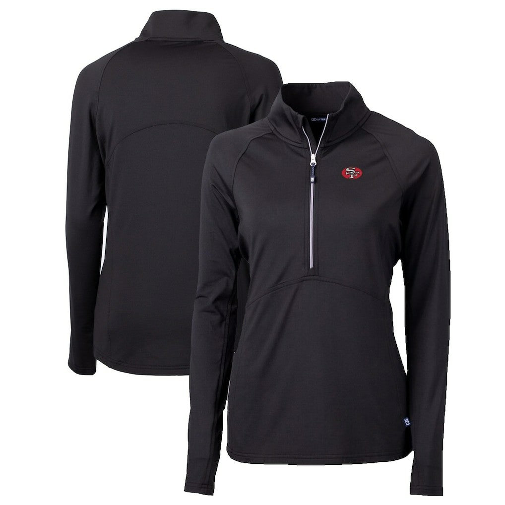 San Francisco 49ers Cutter & Buck Women's Throwback Logo Adapt Eco Knit Stretch Recycled Half-Zip Pullover Top - Black online