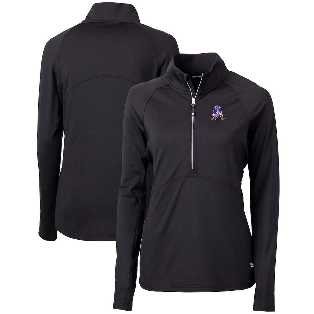 New England Patriots Cutter & Buck Women's Throwback Logo Adapt Eco Knit Stretch Recycled Half-Zip Pullover Top - Black on sale
