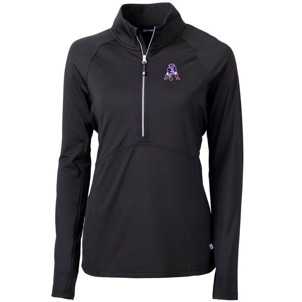 New England Patriots Cutter & Buck Women's Throwback Logo Adapt Eco Knit Stretch Recycled Half-Zip Pullover Top - Black on sale