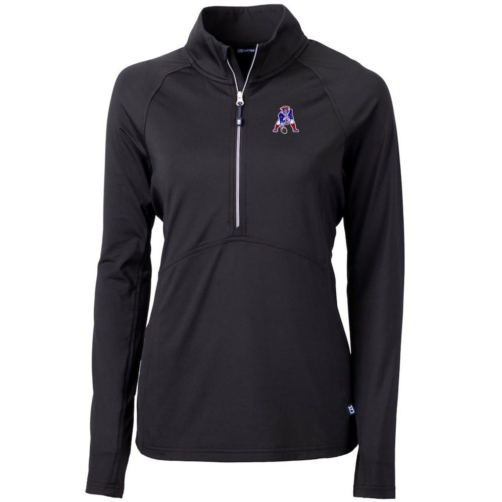 New England Patriots Cutter & Buck Women's Throwback Logo Adapt Eco Knit Stretch Recycled Half-Zip Pullover Top - Black on sale