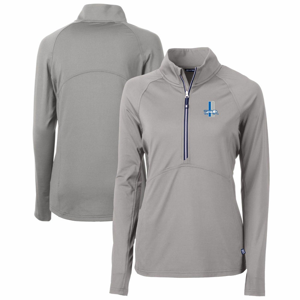 Detroit Lions Cutter & Buck Women's Throwback Logo Adapt Eco Knit Stretch Recycled Half-Zip Pullover Top - Gray discount