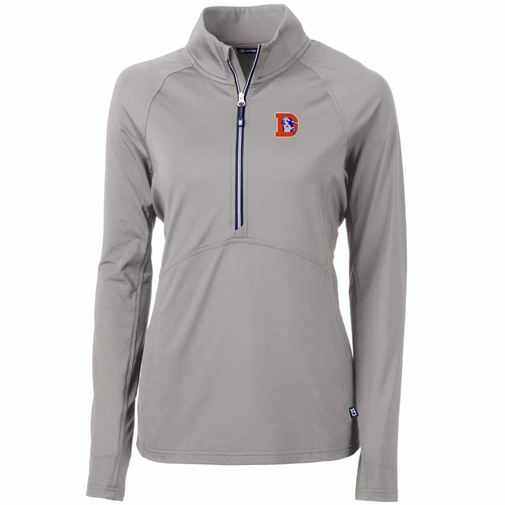 Denver Broncos Cutter & Buck Women's Throwback Logo Adapt Eco Knit Stretch Recycled Half-Zip Pullover Top - Gray discount