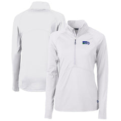 Seattle Seahawks Cutter & Buck Women's Throwback Logo Adapt Eco Knit Stretch Recycled Half-Zip Pullover Top - White on sale