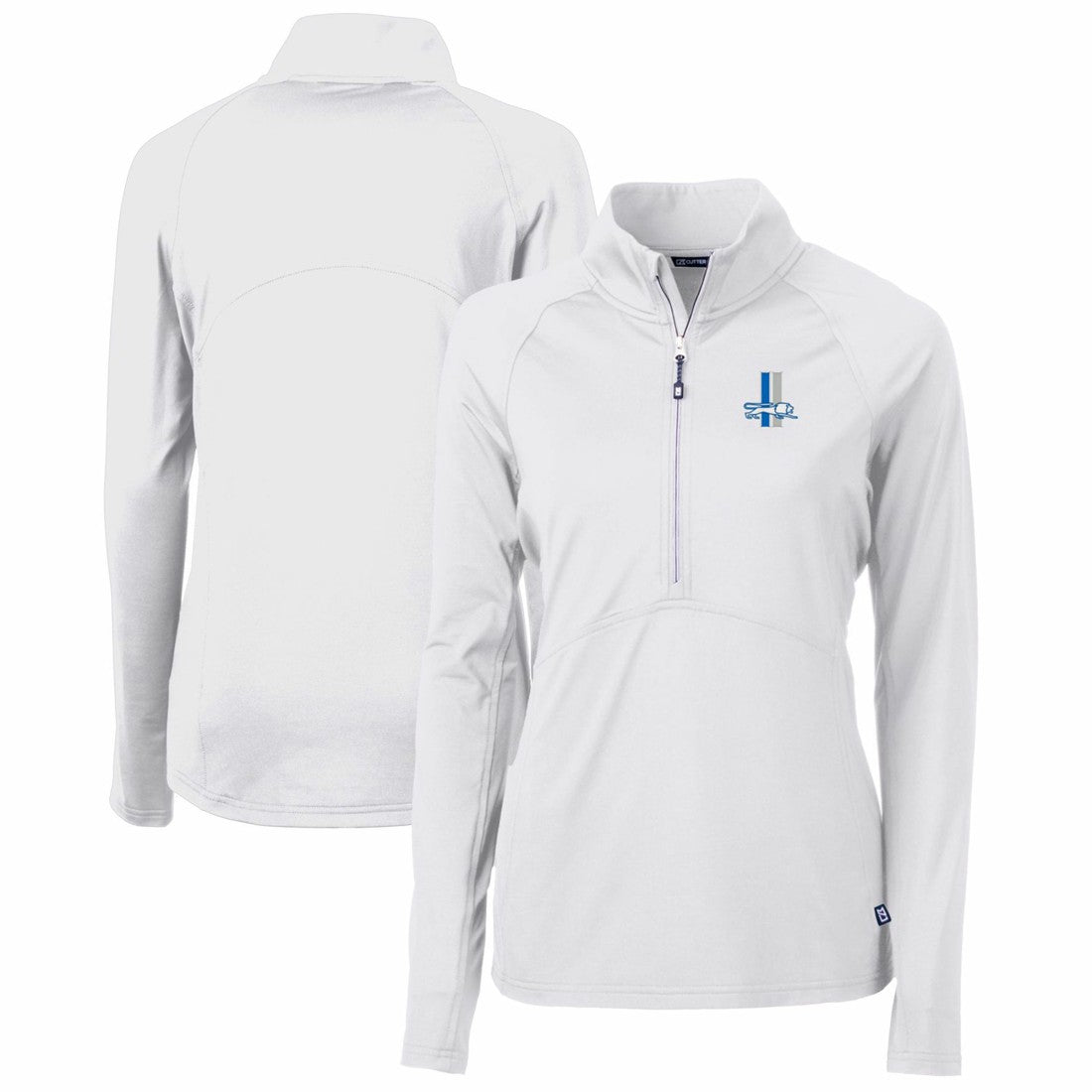 Detroit Lions Cutter & Buck Women's Throwback Logo Adapt Eco Knit Stretch Recycled Half-Zip Pullover Top - White on sale