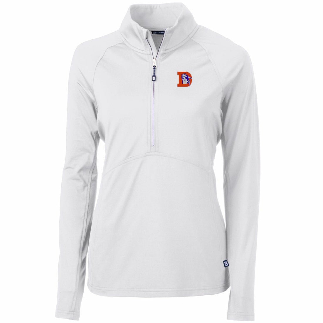 Denver Broncos Cutter & Buck Women's Throwback Logo Adapt Eco Knit Stretch Recycled Half-Zip Pullover Top - White sale