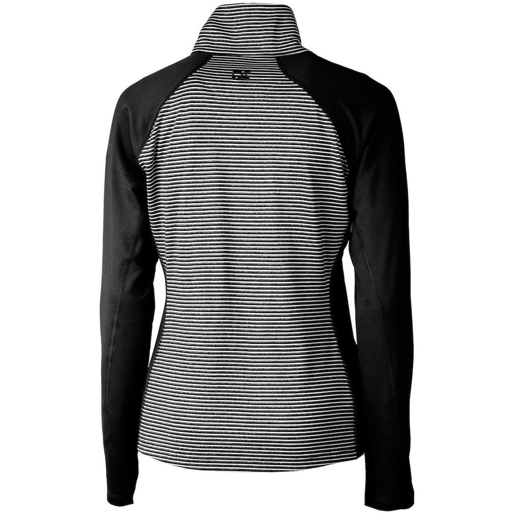 San Francisco 49ers Cutter & Buck Women's Throwback Logo Forge Tonal Stripe Stretch Half-Zip Pullover Top - Black sale