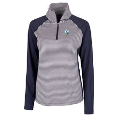 Los Angeles Chargers Cutter & Buck Women's Throwback Logo Forge Tonal Stripe Stretch Half-Zip Pullover Top - Navy online