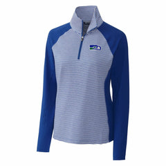 Seattle Seahawks Cutter & Buck Women's Throwback Logo Forge Tonal Stripe Stretch Half-Zip Pullover Top - Royal for sale
