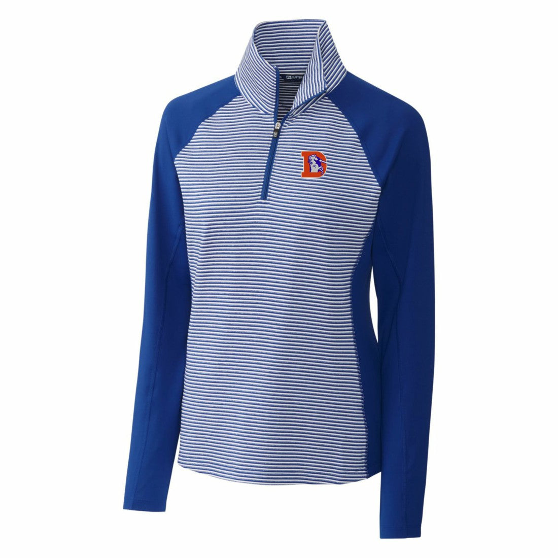 Denver Broncos Cutter & Buck Women's Throwback Logo Forge Tonal Stripe Stretch Half-Zip Pullover Top - Royal outlet