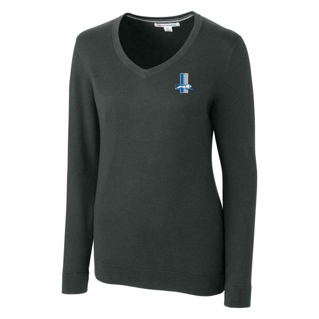 Detroit Lions Cutter & Buck Women's Throwback Logo Lakemont Tri-Blend V-Neck Sweater - Heather Charcoal sale