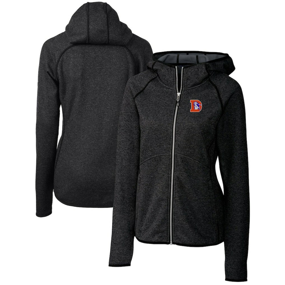Denver Broncos Cutter & Buck Women's Throwback Logo Mainsail Full-Zip Jacket - Heather Charcoal discount