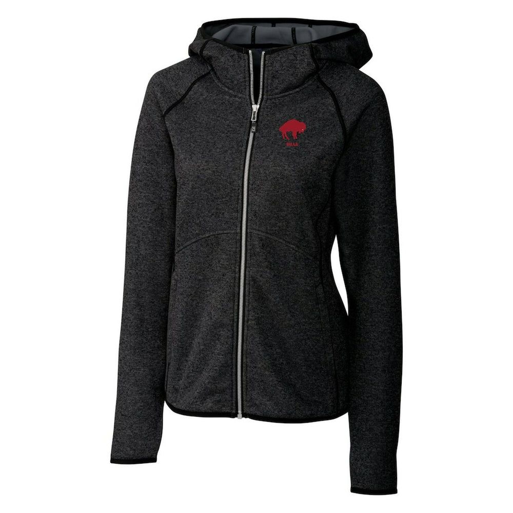 Buffalo Bills Cutter & Buck Women's Throwback Logo Mainsail Full-Zip Jacket - Heather Charcoal for sale