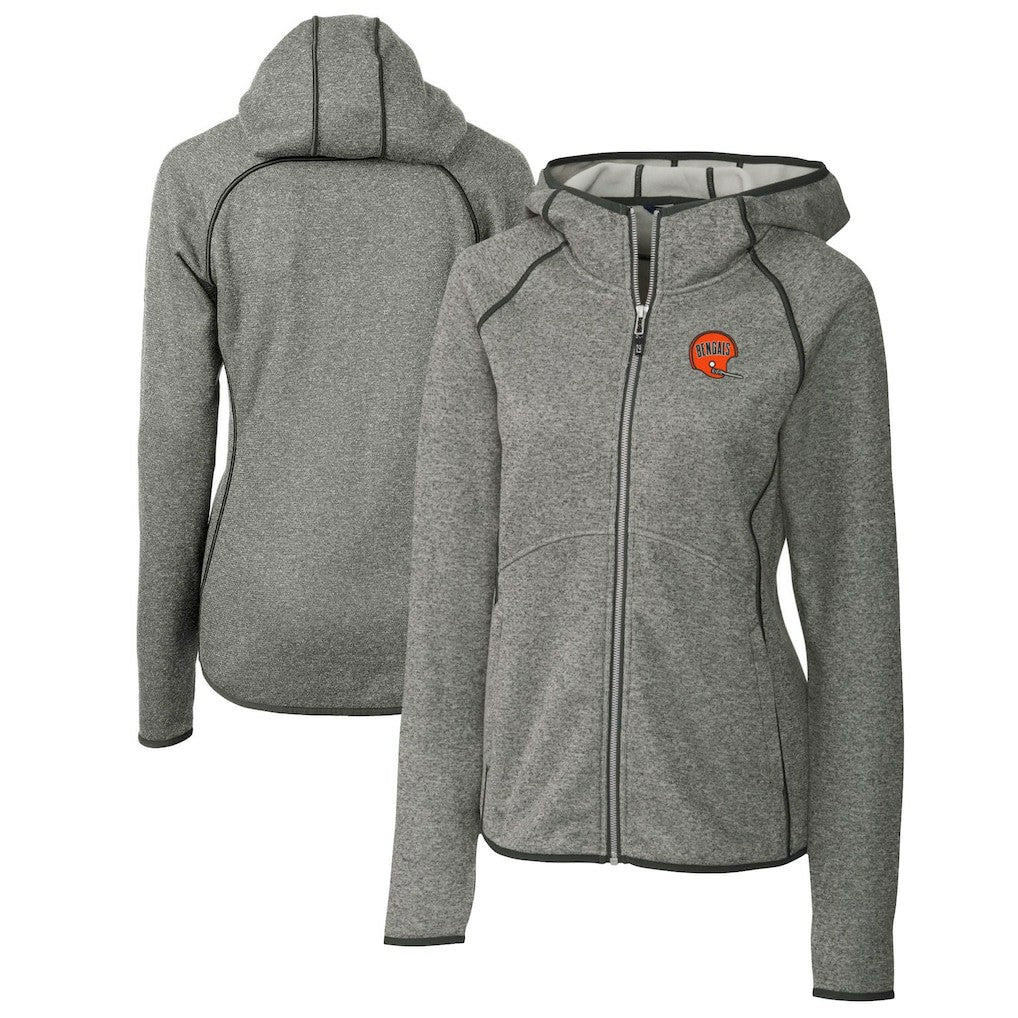 Cincinnati Bengals Cutter & Buck Women's Throwback Logo Mainsail Full-Zip Jacket - Heather Gray on sale