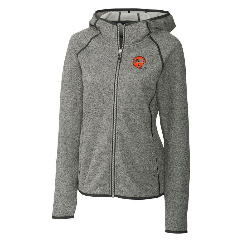 Cincinnati Bengals Cutter & Buck Women's Throwback Logo Mainsail Full-Zip Jacket - Heather Gray on sale
