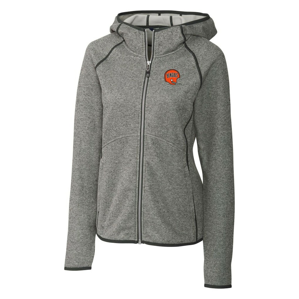 Cincinnati Bengals Cutter & Buck Women's Throwback Logo Mainsail Full-Zip Jacket - Heather Gray on sale