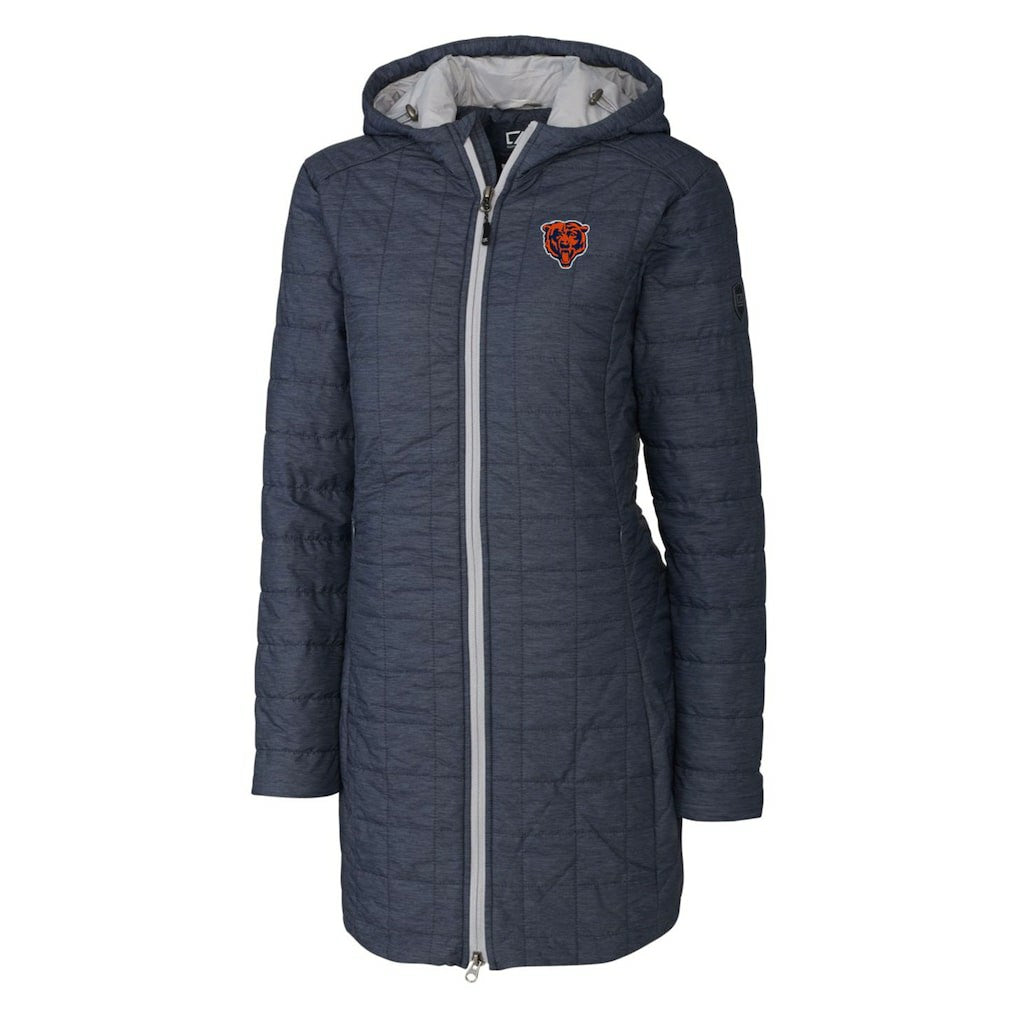 Chicago Bears Cutter & Buck Women's Throwback Logo Rainier Primaloft Eco Full-Zip Hoodie Long Coat - Heather Navy outlet