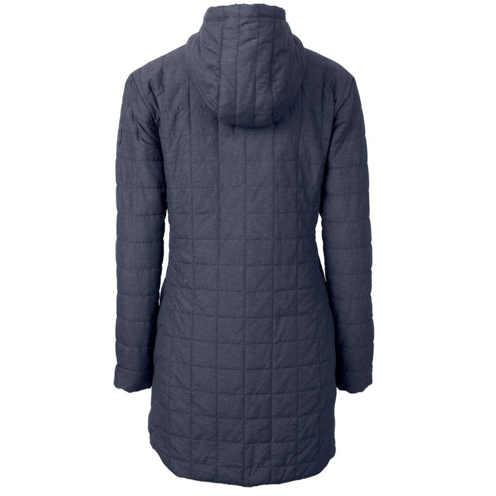 New York Giants Cutter & Buck Women's Throwback Logo Rainier Primaloft Eco Full-Zip Hoodie Long Coat - Heather Navy online
