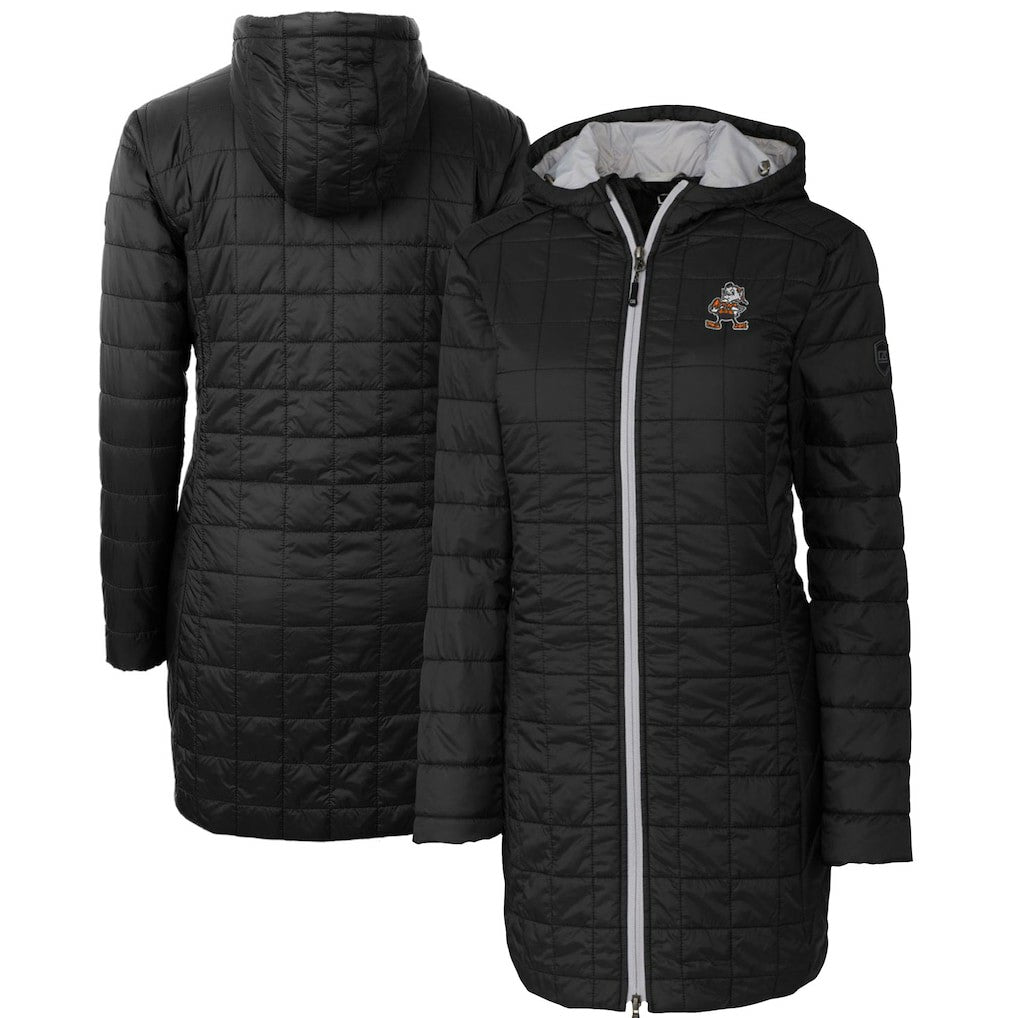 Cleveland Browns Cutter & Buck Women's Throwback Logo Rainier Primaloft Eco Full-Zip Hoodie Long Coat - Black sale